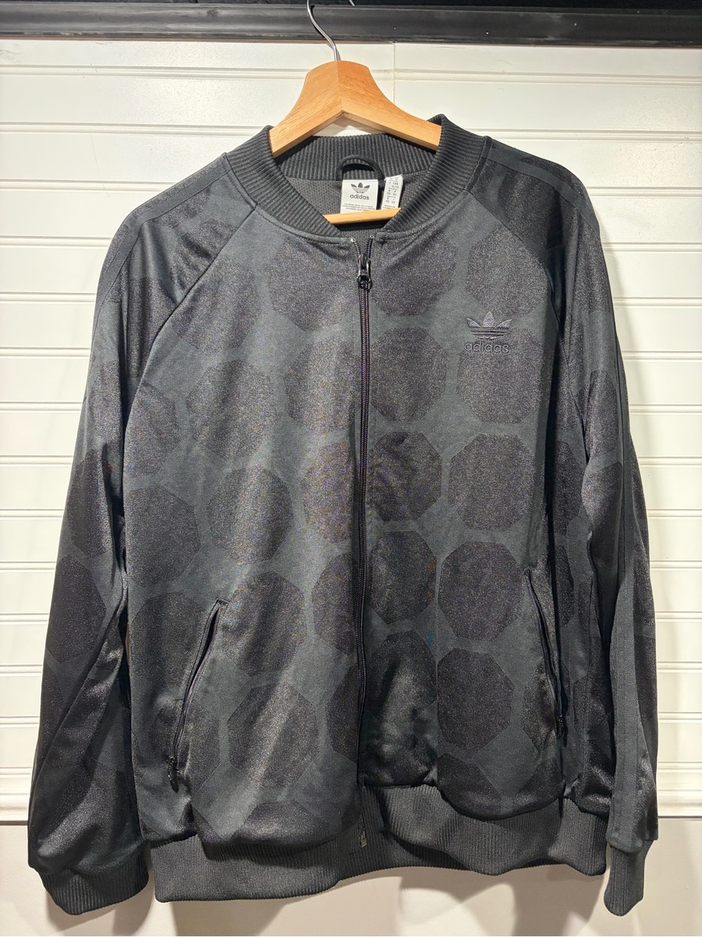 adidas Black Octagon-Pattern Bomber Jacket